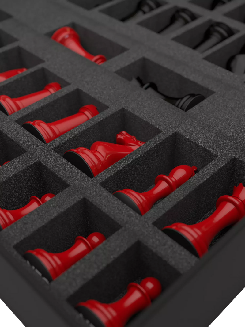 Skyline Chess wooden chess set Red/Black 34 pieces (British brand)