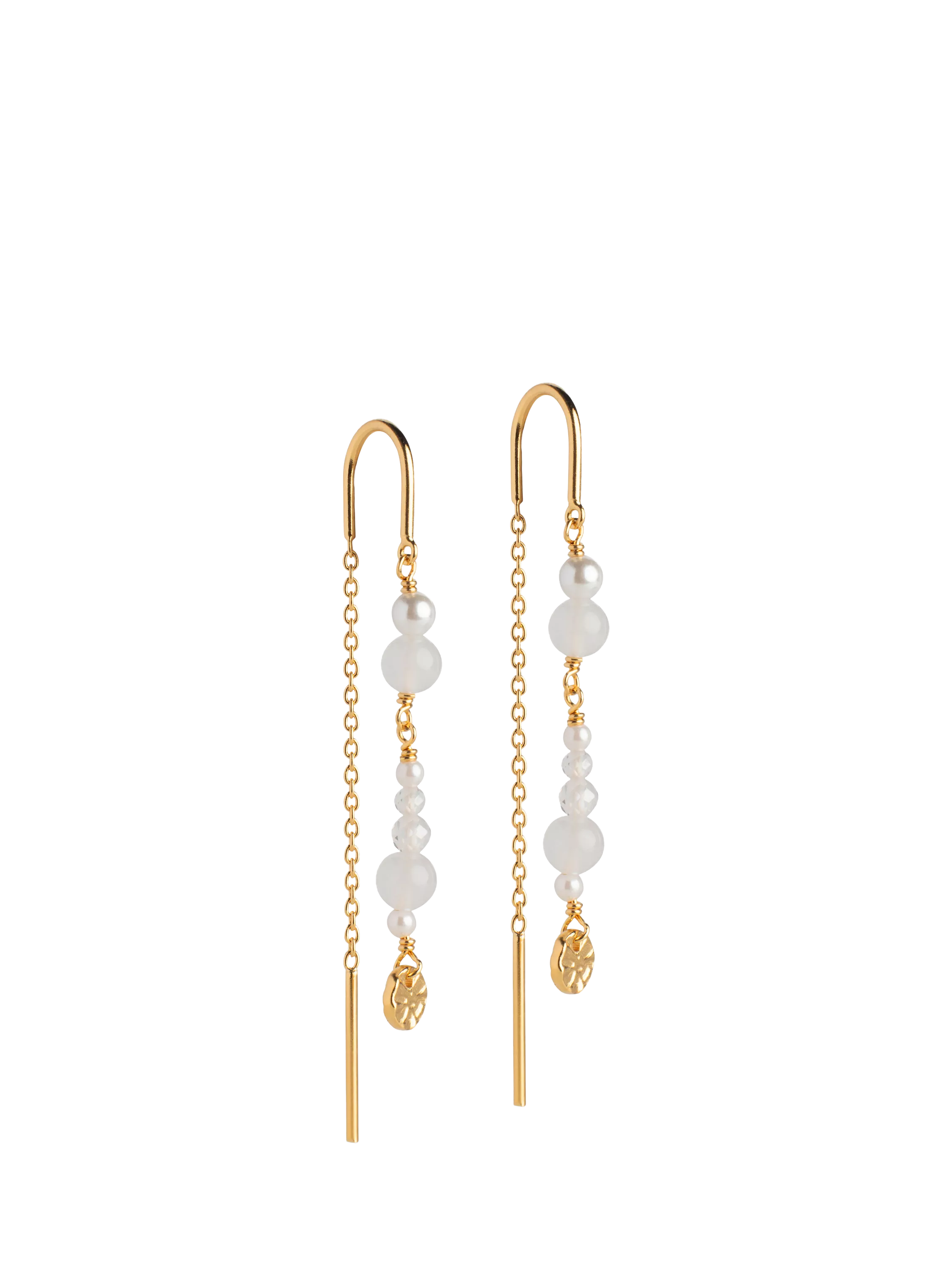 ENAMEL Copenhagen gold pearl chain earrings - British product