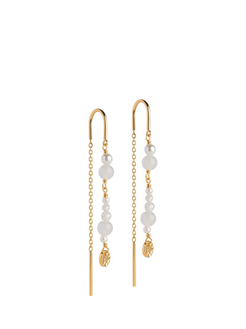 ENAMEL Copenhagen gold pearl chain earrings - British product