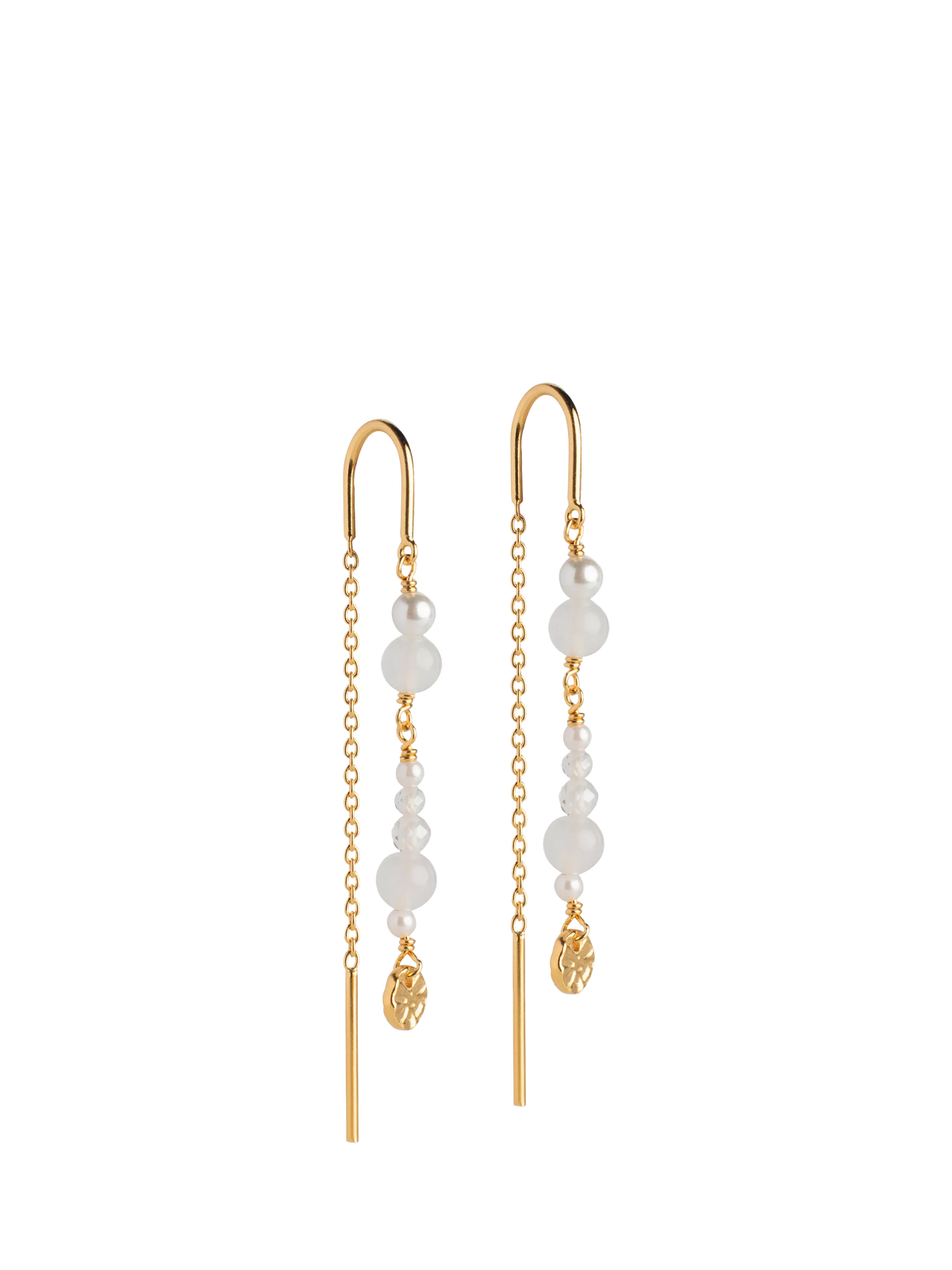 ENAMEL Copenhagen gold pearl chain earrings - British product