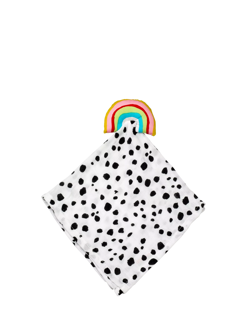 Eleanor Bowmer muslin comforter rainbow toy attachment, UK version