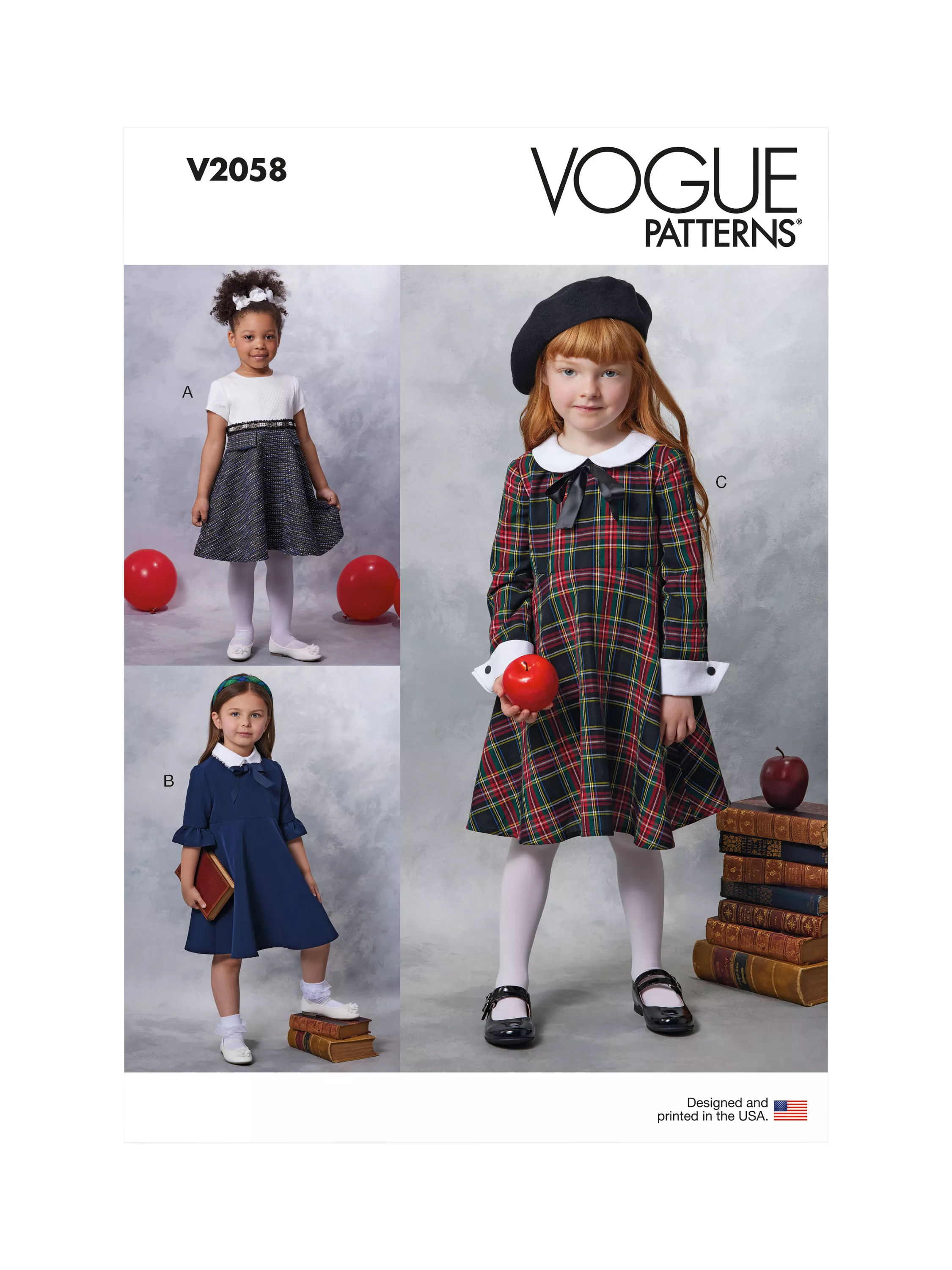 Simplicity Vogue children's dresses sewing pattern V2058, UK version