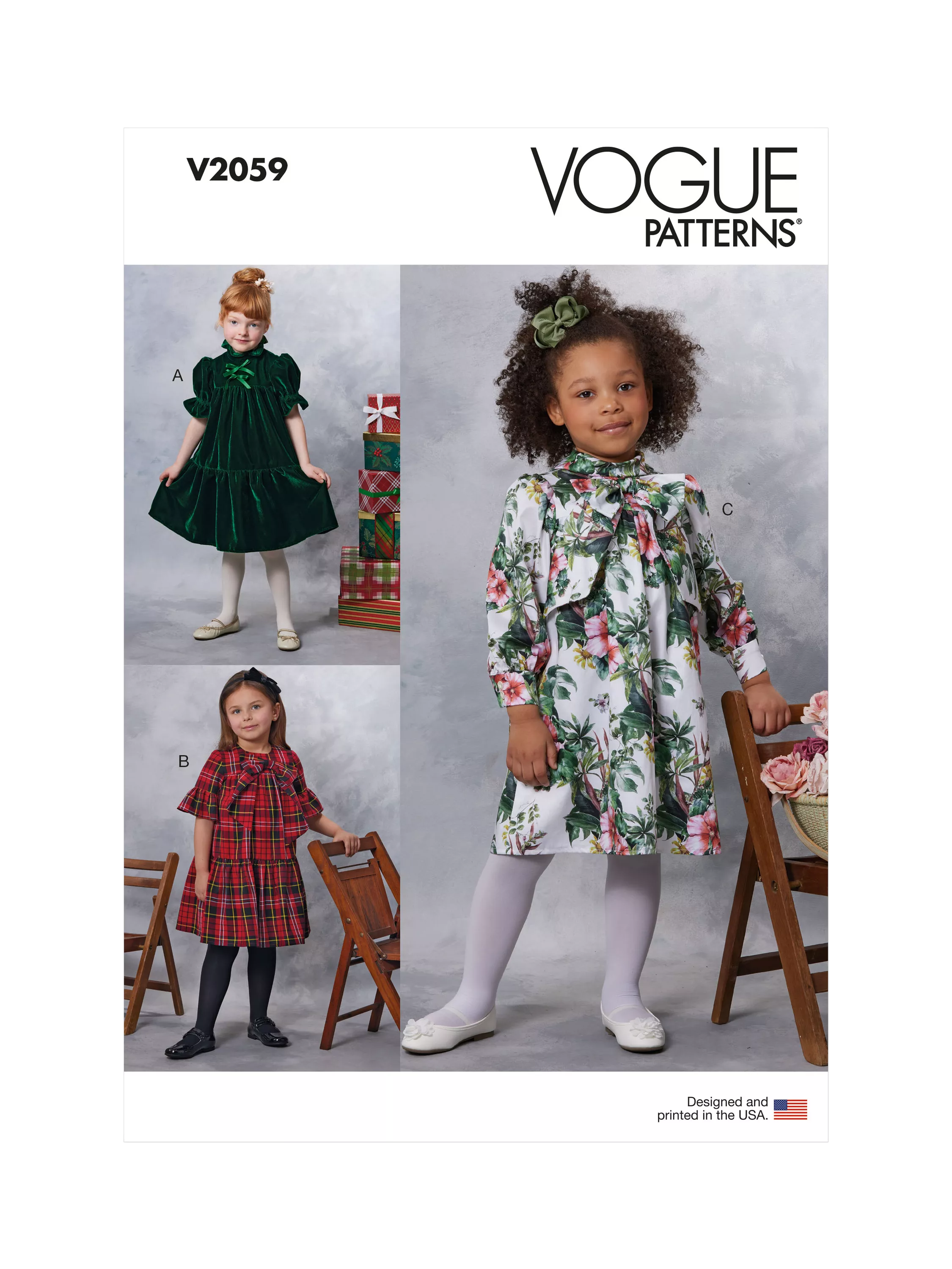 Simplicity Vogue V2059 children's dresses sewing pattern, UK version