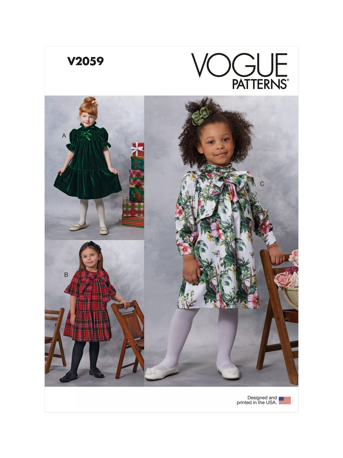 Simplicity Vogue V2059 children's dresses sewing pattern, UK version
