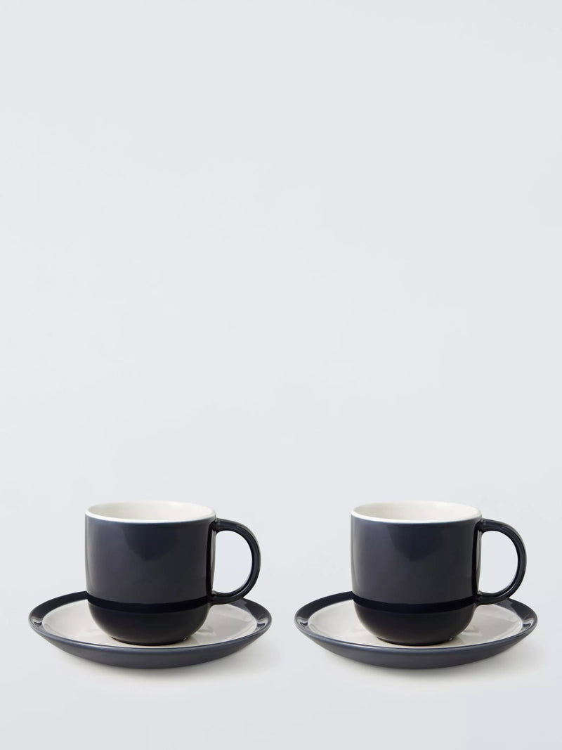 John Lewis stoneware cup and saucer set, Blue Indigo, 250ml (British brand)