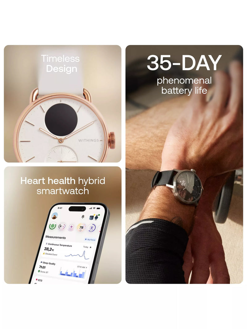 Withings ScanWatch 2 hybrid smartwatch 38mm rose gold (British brand)