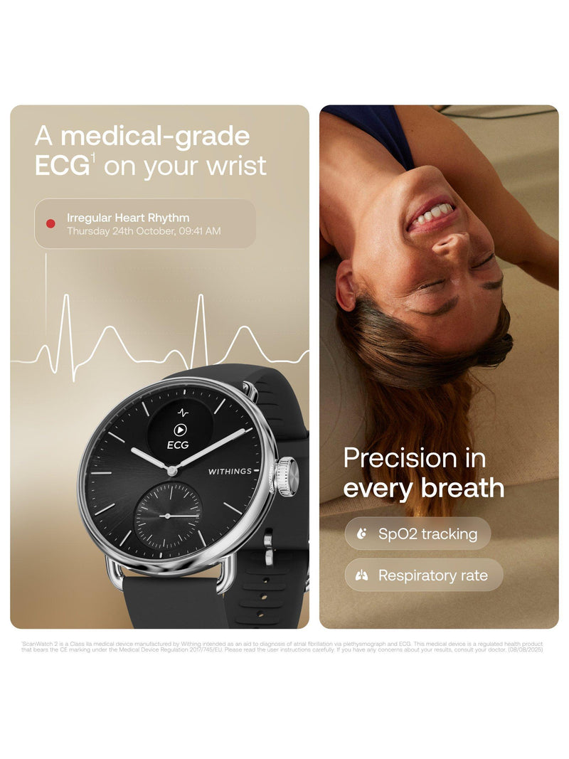 Withings Scanwatch 2 hybrid smartwatch 38mm black (British brand)