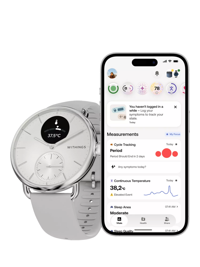 Withings Scanwatch 2 hybrid smartwatch white 38mm, imported from the UK
