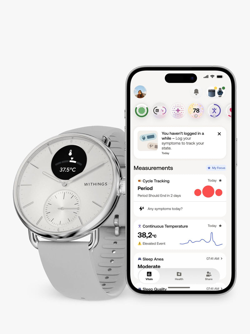 Withings Scanwatch 2 hybrid smartwatch white 38mm, imported from the UK