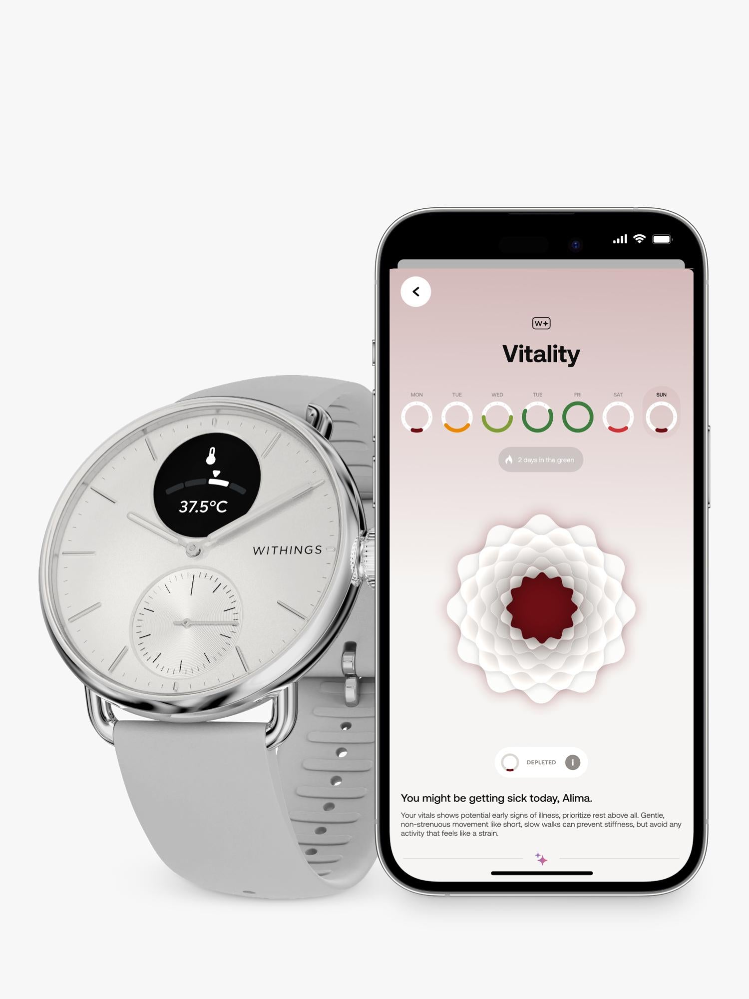 Withings Scanwatch 2 hybrid smartwatch white 38mm, imported from the UK