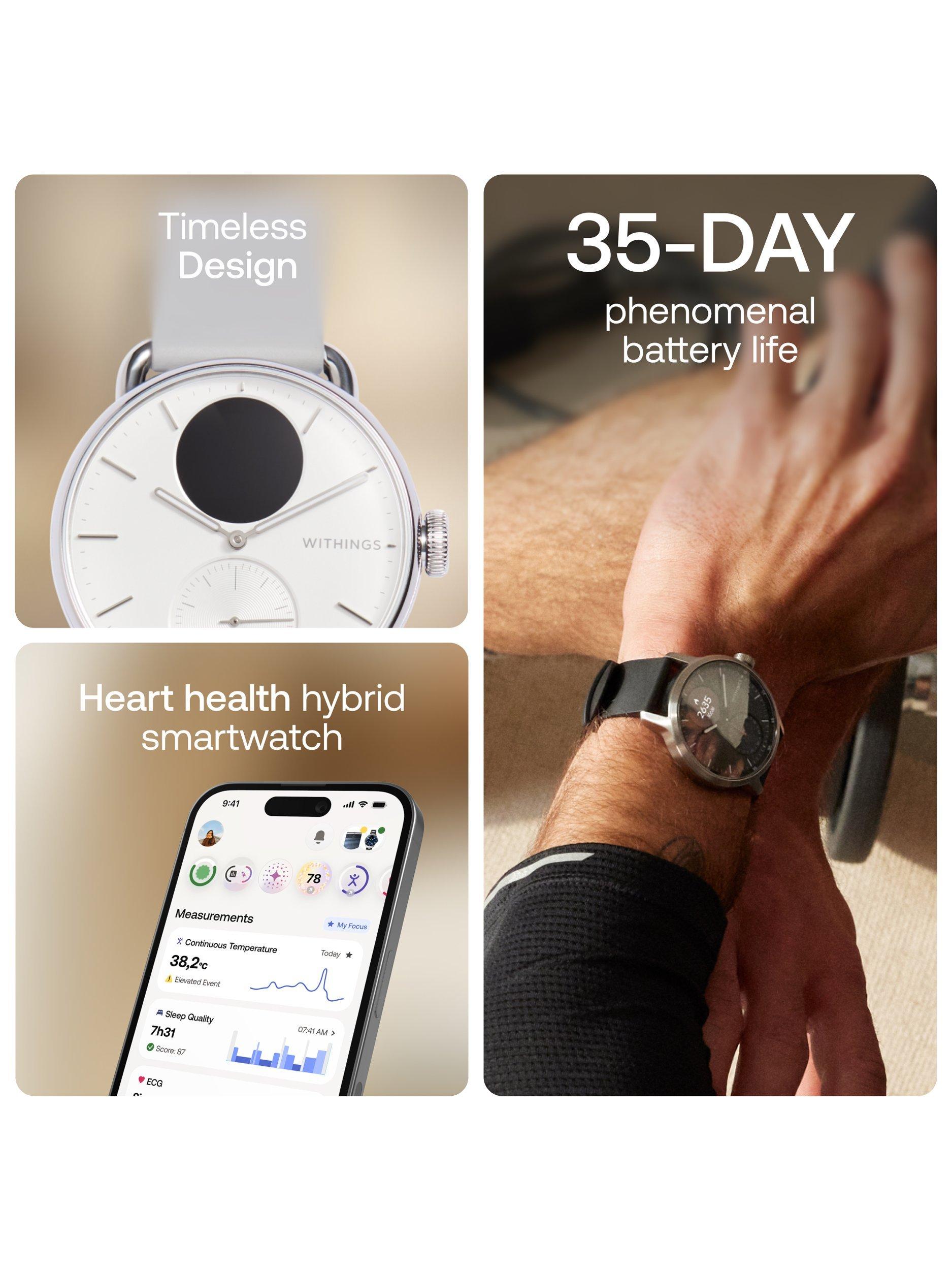 Withings Scanwatch 2 hybrid smartwatch white 38mm, imported from the UK
