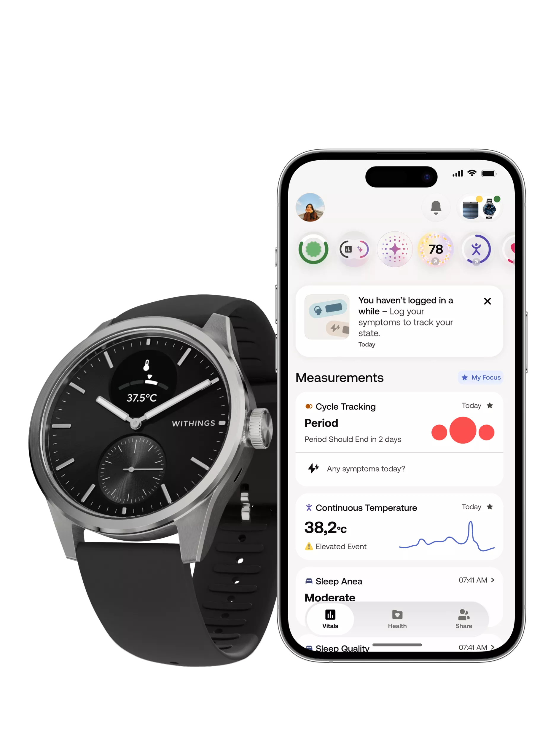 Withings Scanwatch 2 hybrid smartwatch 42mm black, UK version