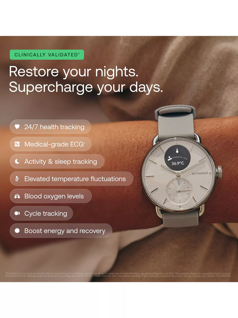 Withings Scanwatch 2 hybrid smartwatch 42mm black, UK version