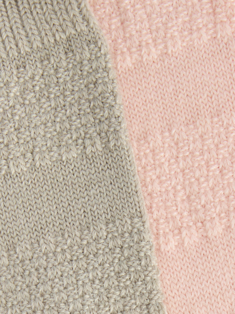 John Lewis textured wool blend ankle socks pack of 2 grey pink - British product