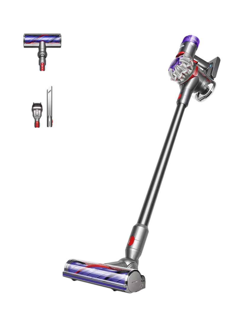 Dyson V8 Advanced cordless vacuum cleaner in silver and nickel - British product