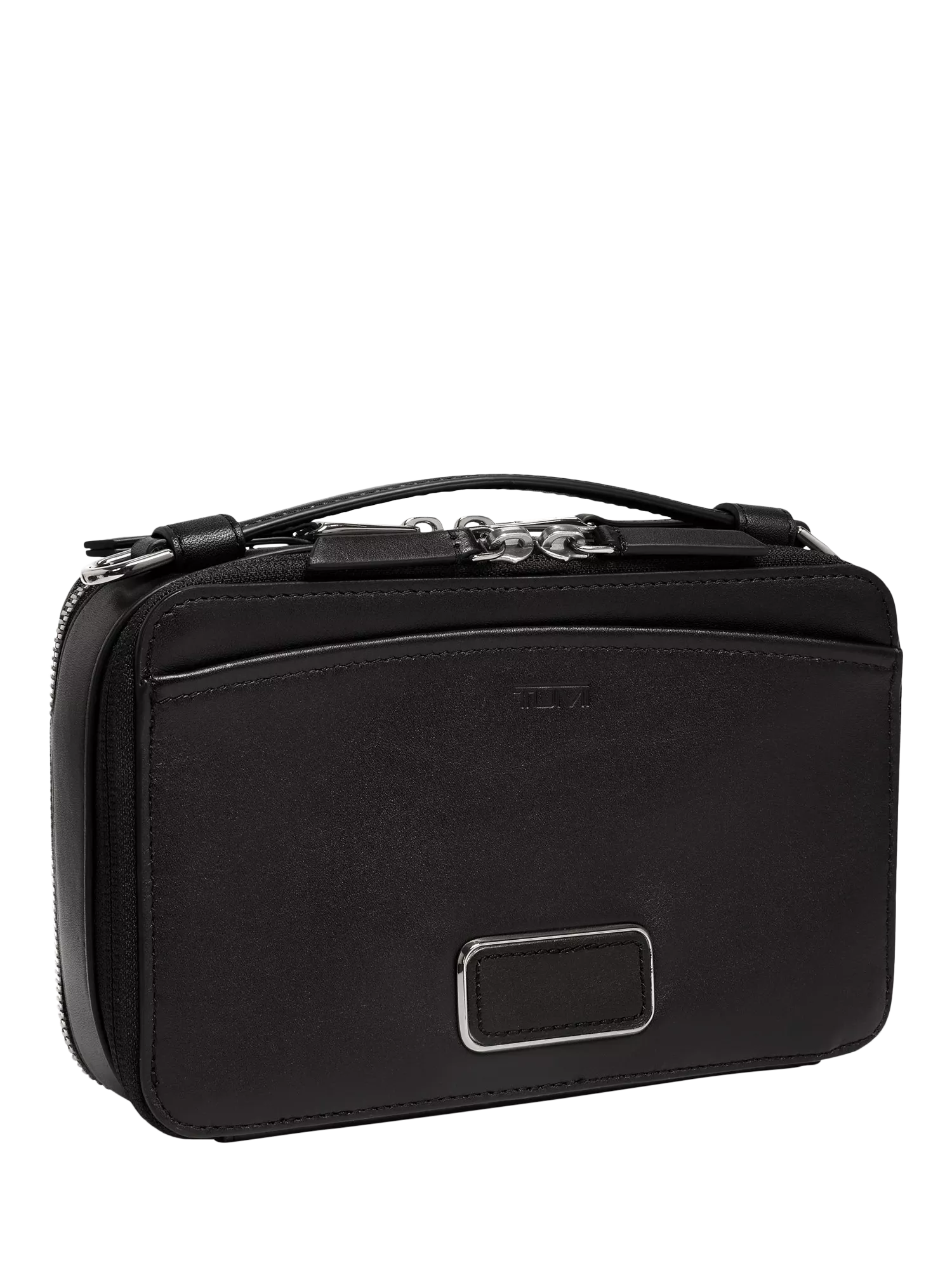 TUMI Myla leather crossbody bag in black gunmetal (British brand)