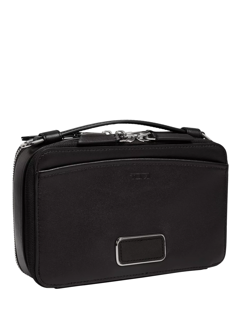 TUMI Myla leather crossbody bag in black gunmetal (British brand)