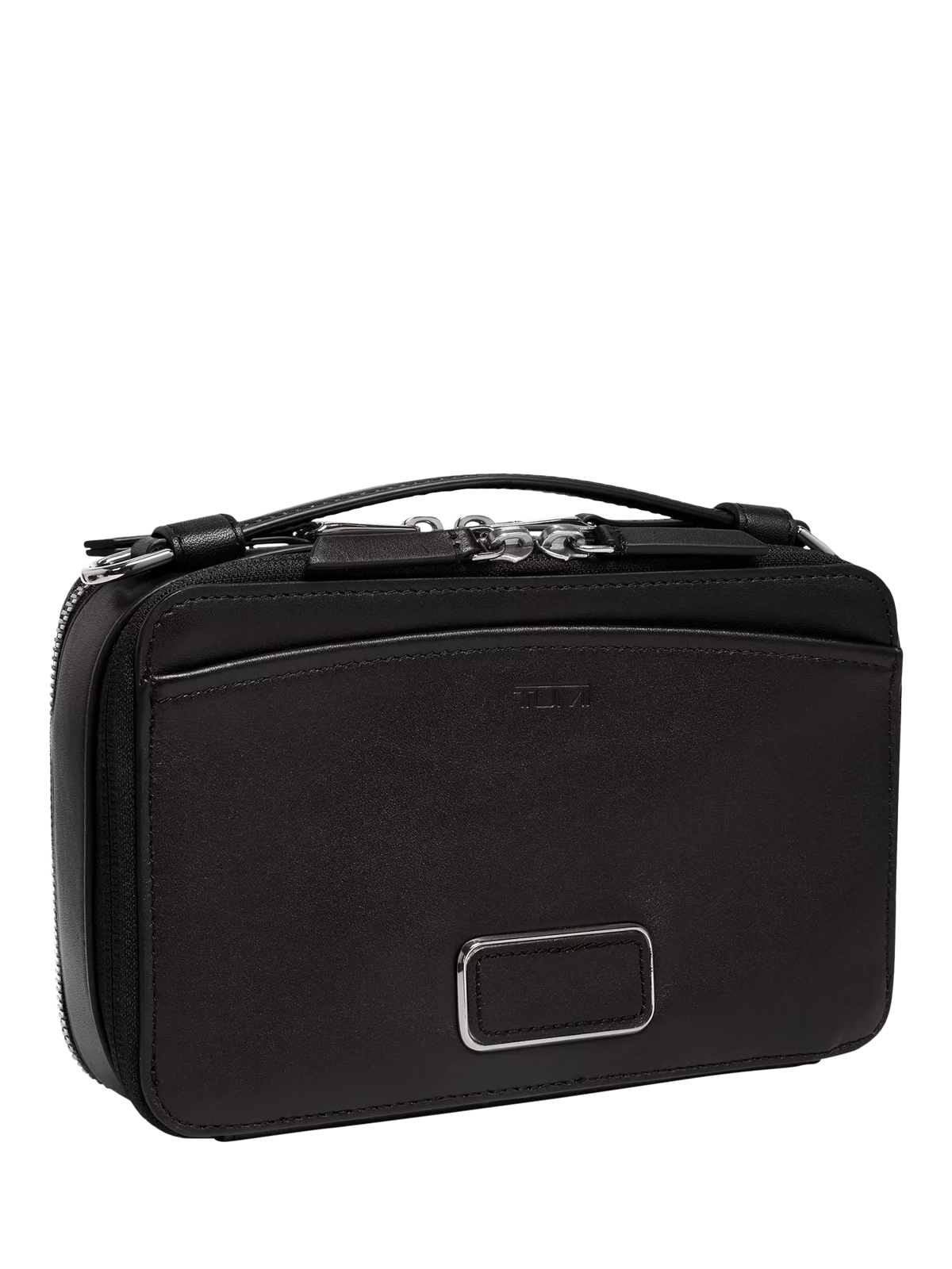 TUMI Myla leather crossbody bag in black gunmetal (British brand)