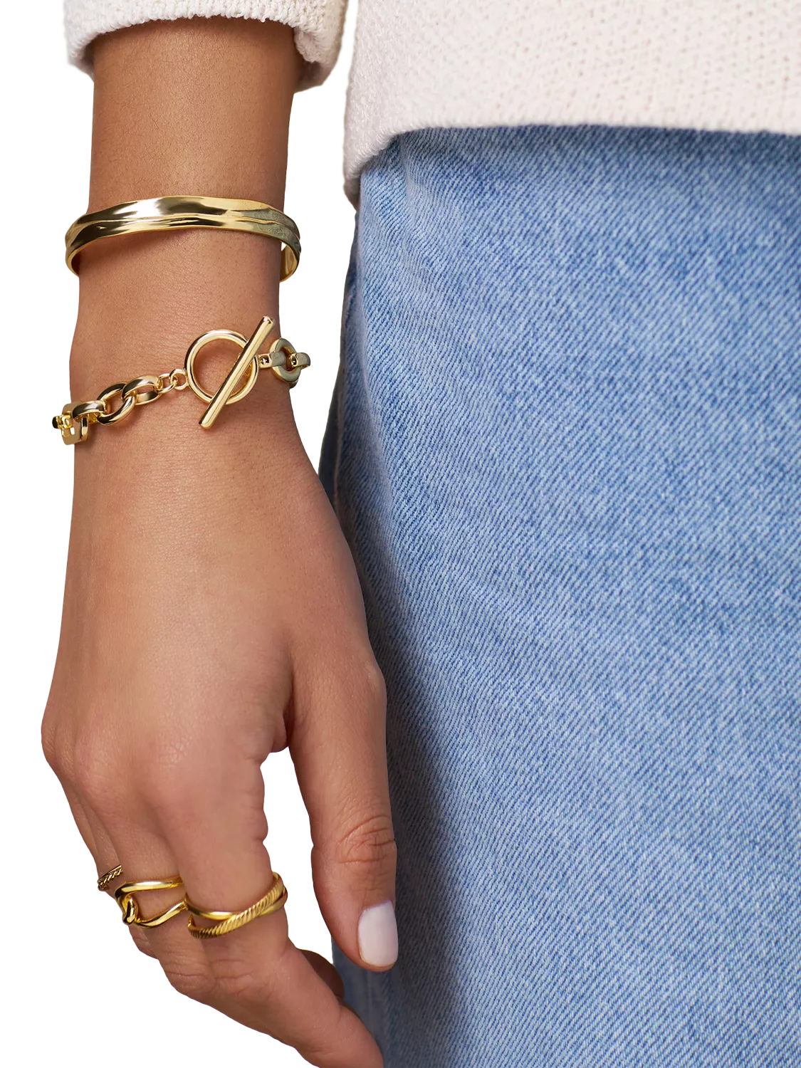 Orelia Organic Molten Bangle in Pale Gold, UK version