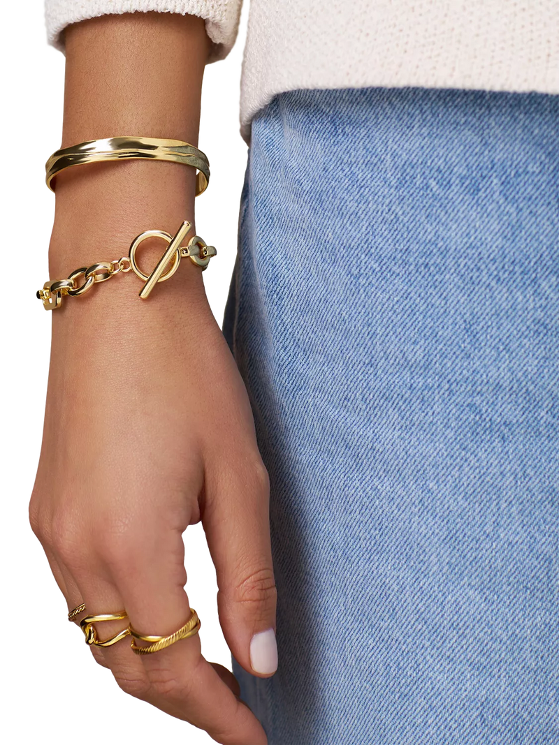Orelia Organic Molten Bangle in Pale Gold, UK version