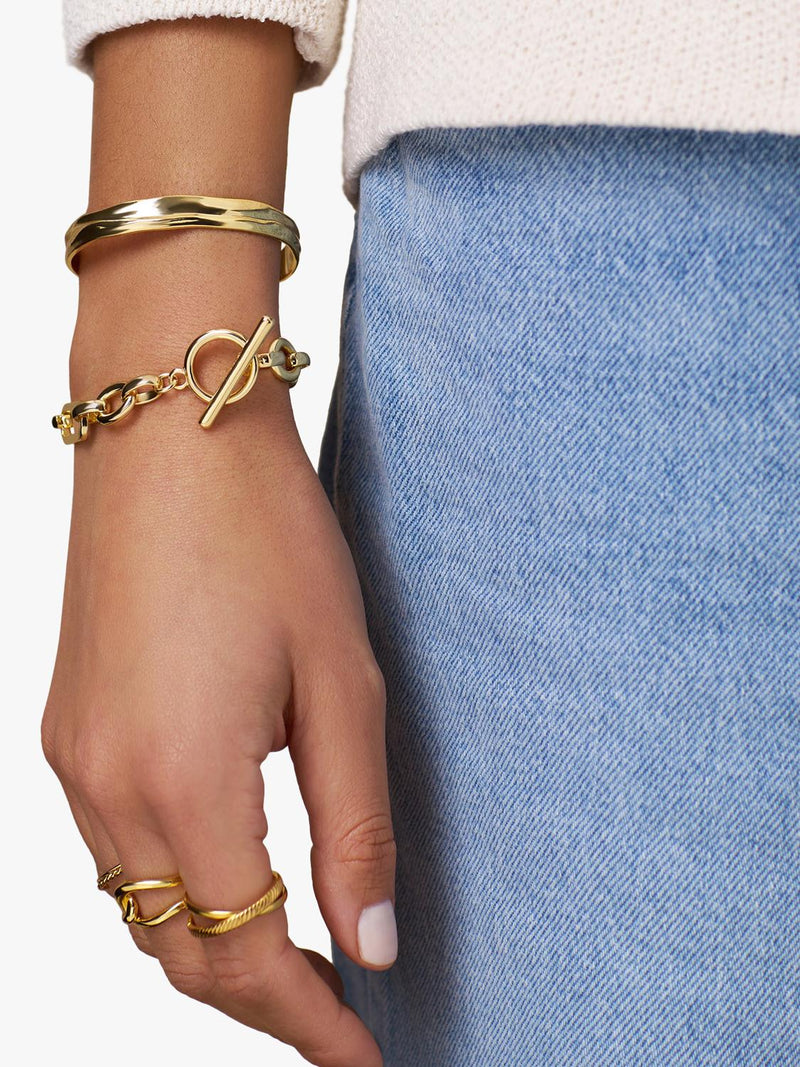 Orelia Organic Molten Bangle in Pale Gold, UK version