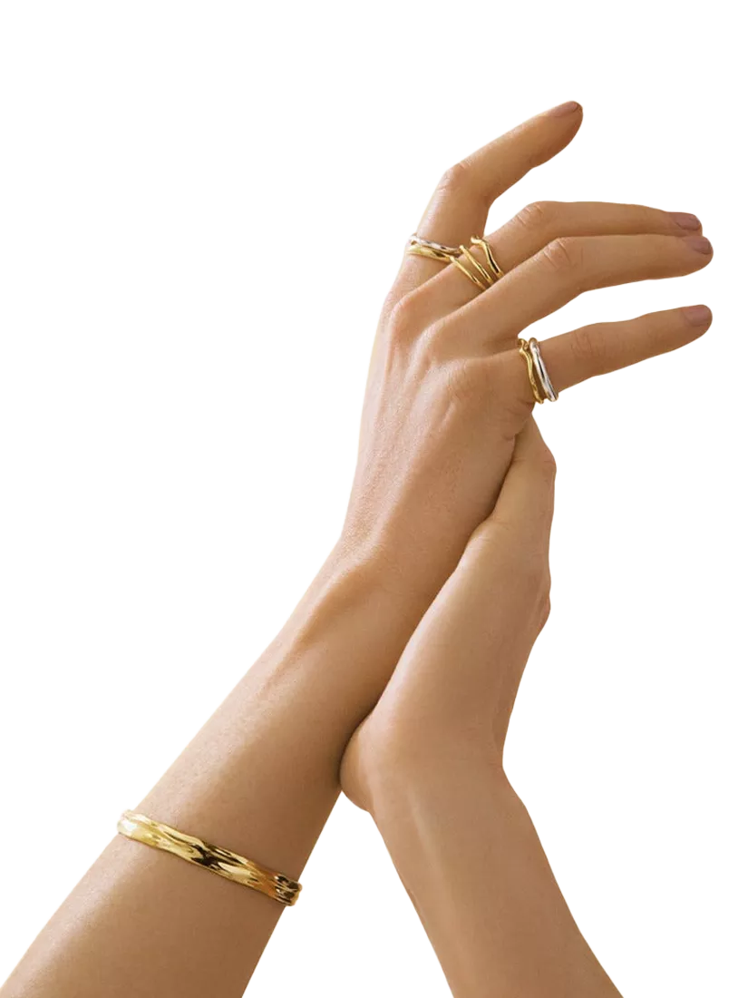 Orelia Organic Molten Bangle in Pale Gold, UK version