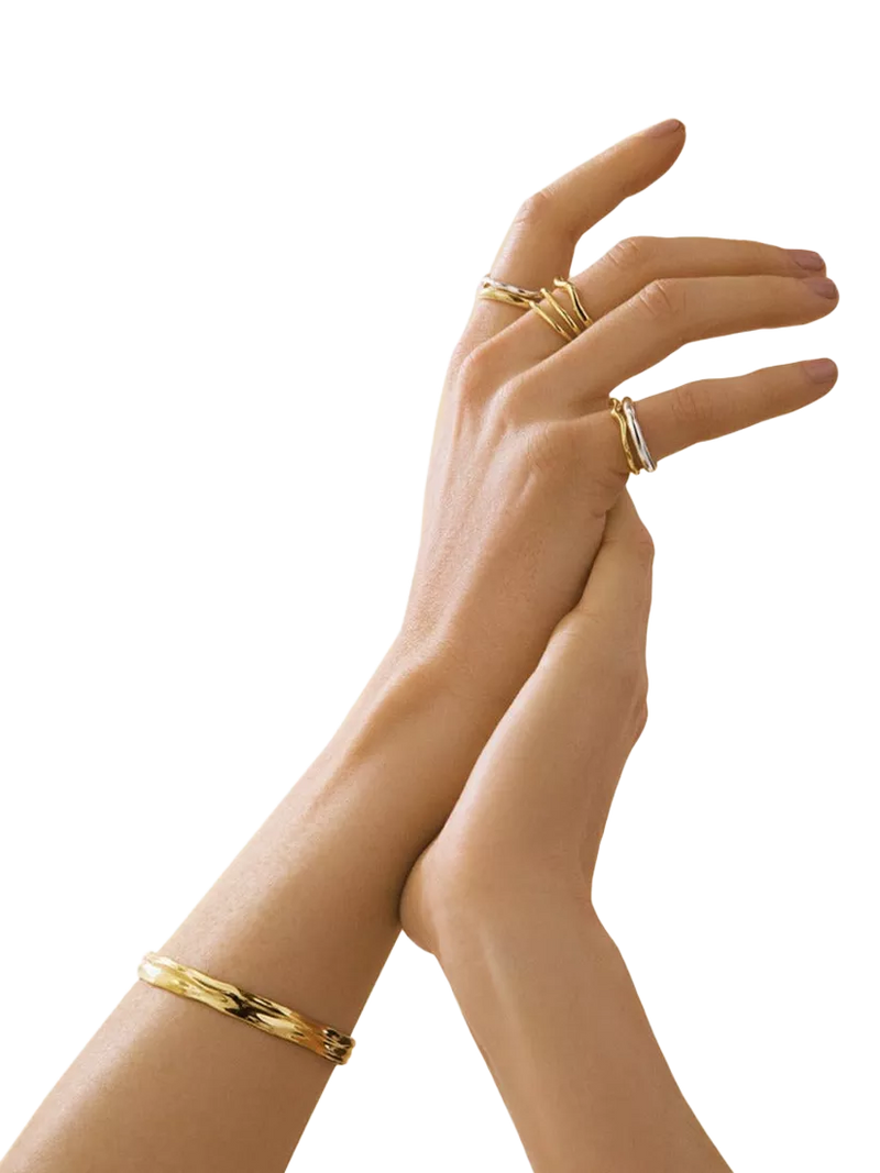 Orelia Organic Molten Bangle in Pale Gold, UK version