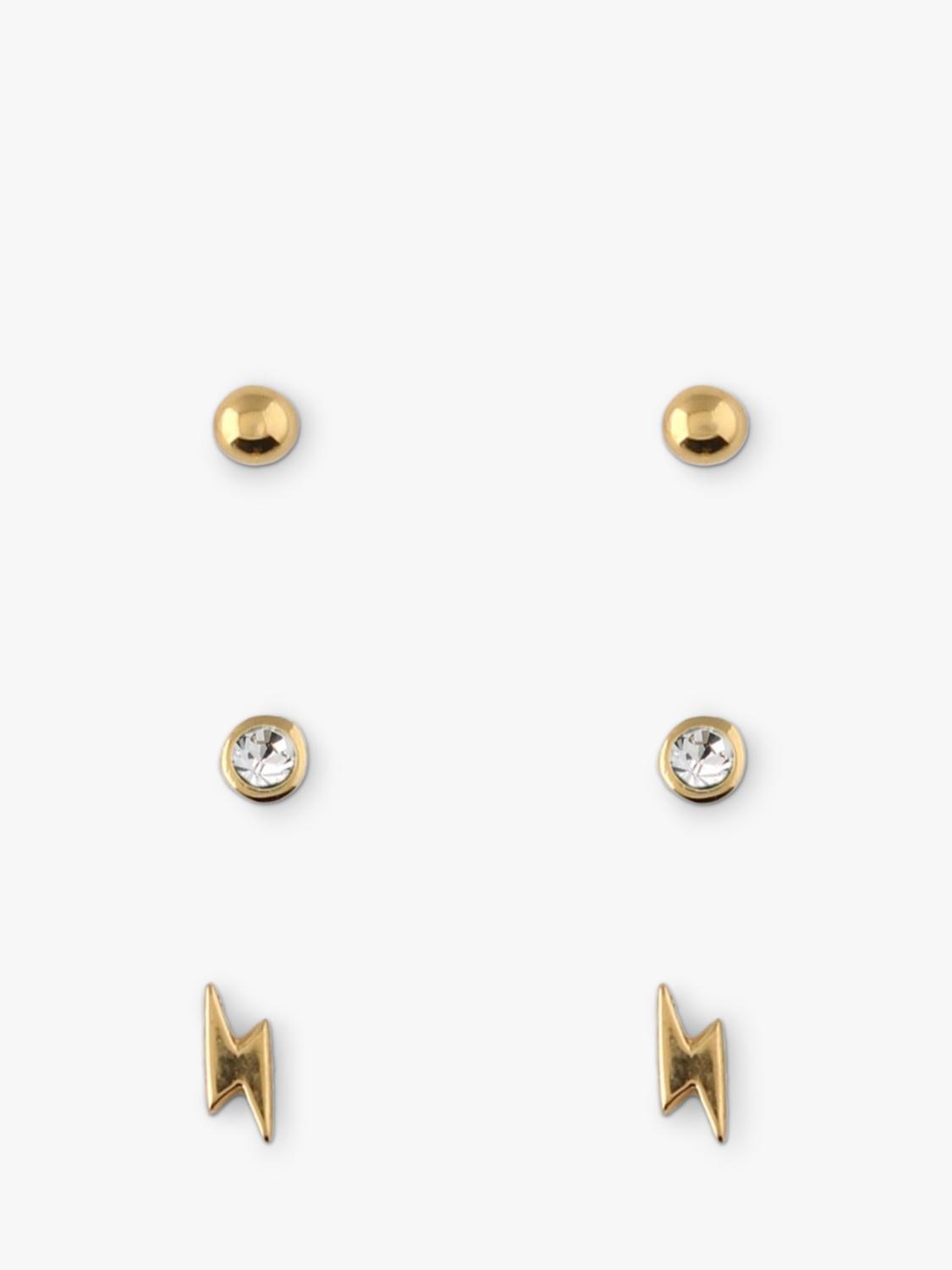 Orelia Crystal Stud & Lightning Earrings Pack of 3 (British brand)