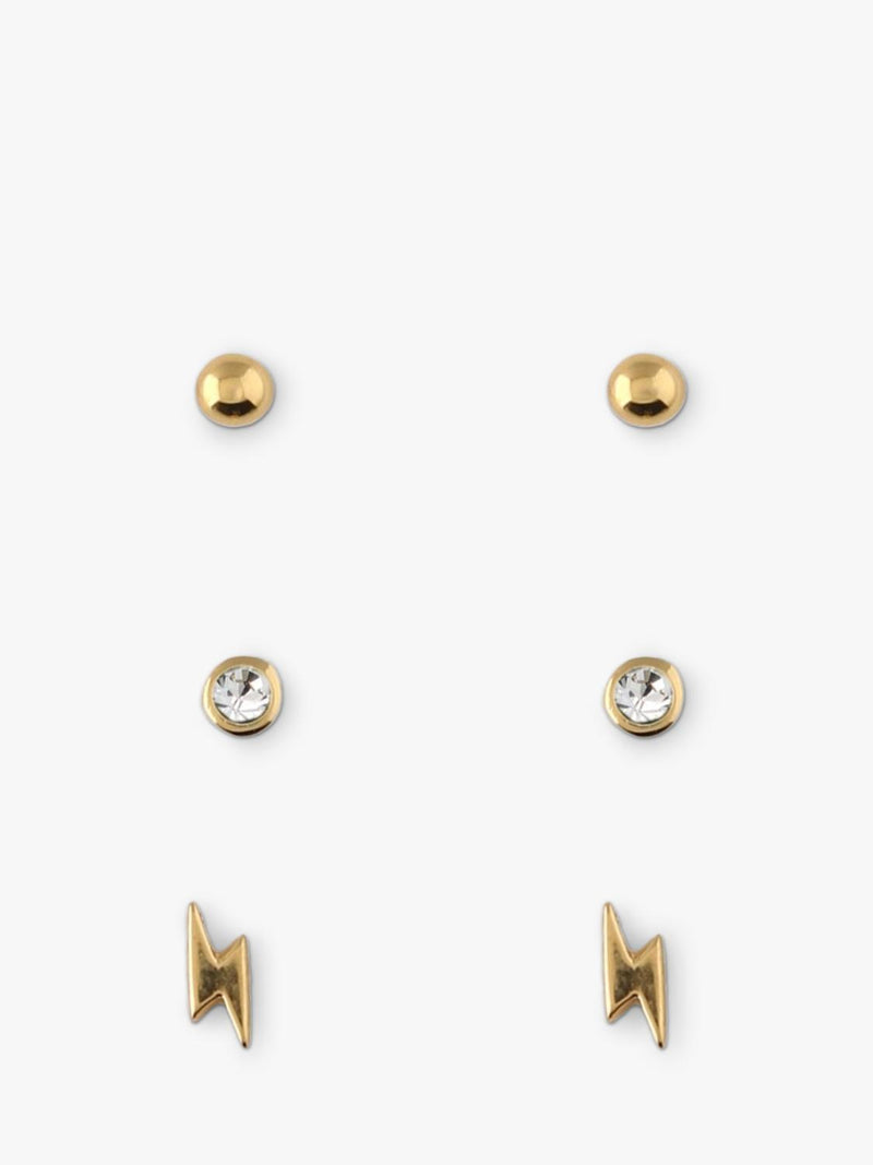 Orelia Crystal Stud & Lightning Earrings Pack of 3 (British brand)