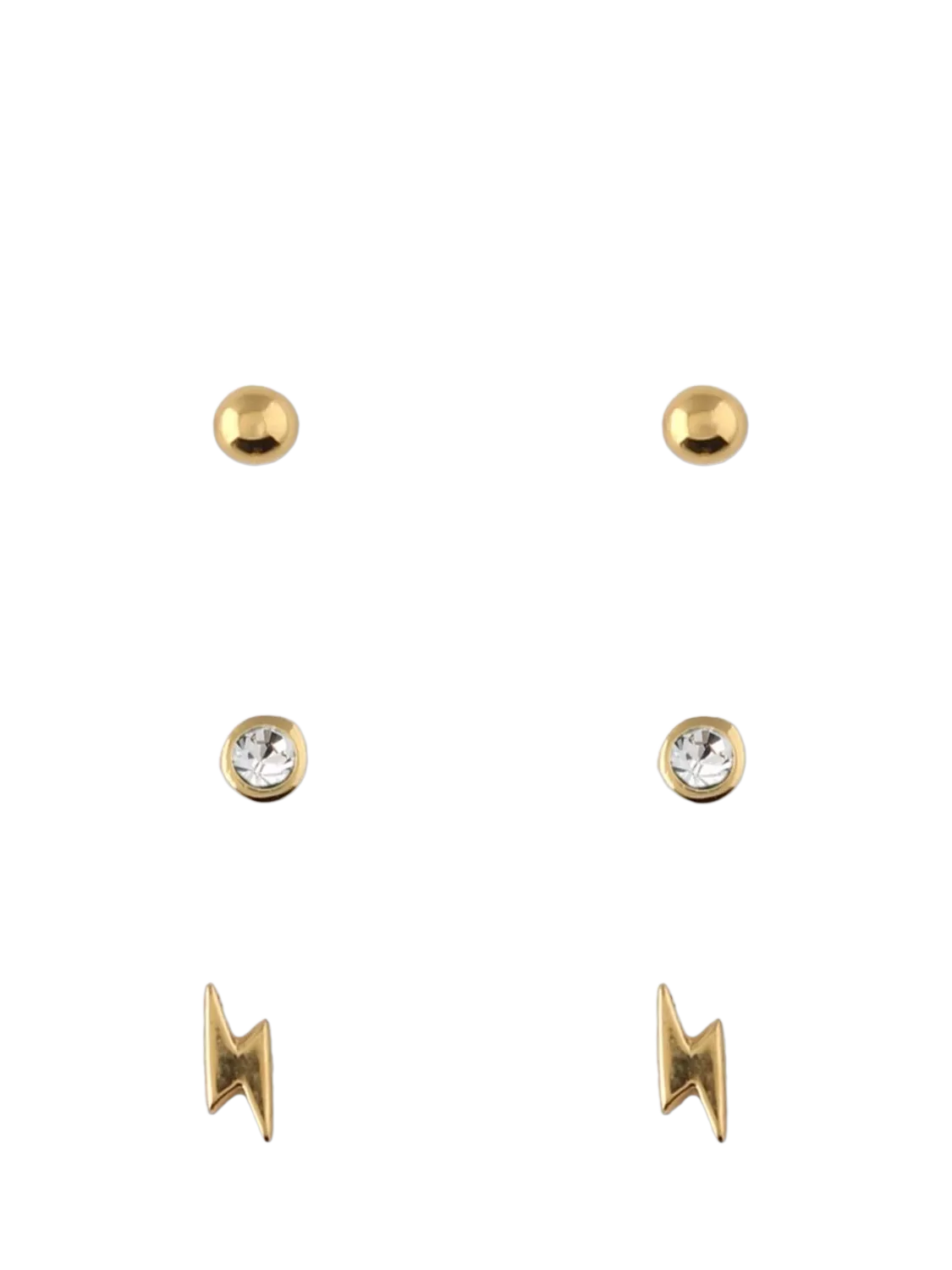 Orelia Crystal Stud & Lightning Earrings Pack of 3 (British brand)