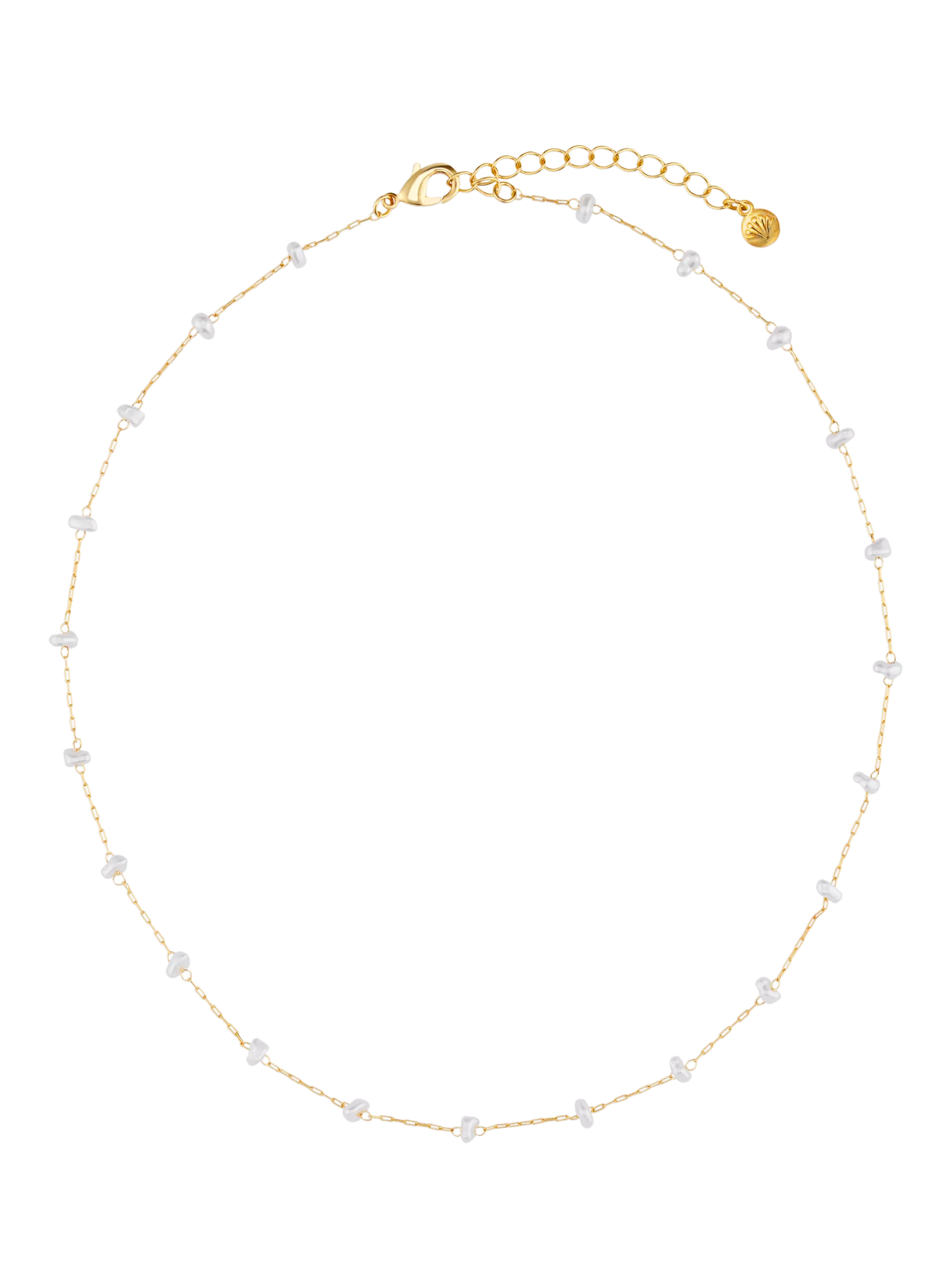 Orelia faux pearl station chain necklace pale gold - British product