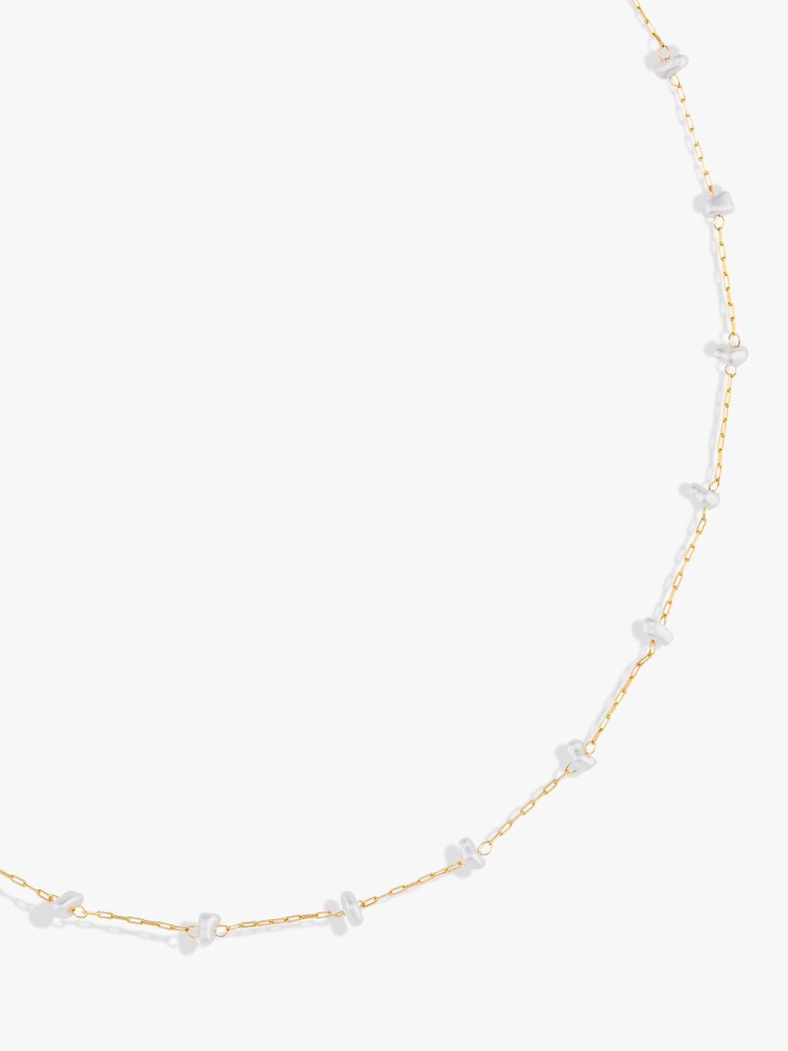 Orelia faux pearl station chain necklace pale gold - British product