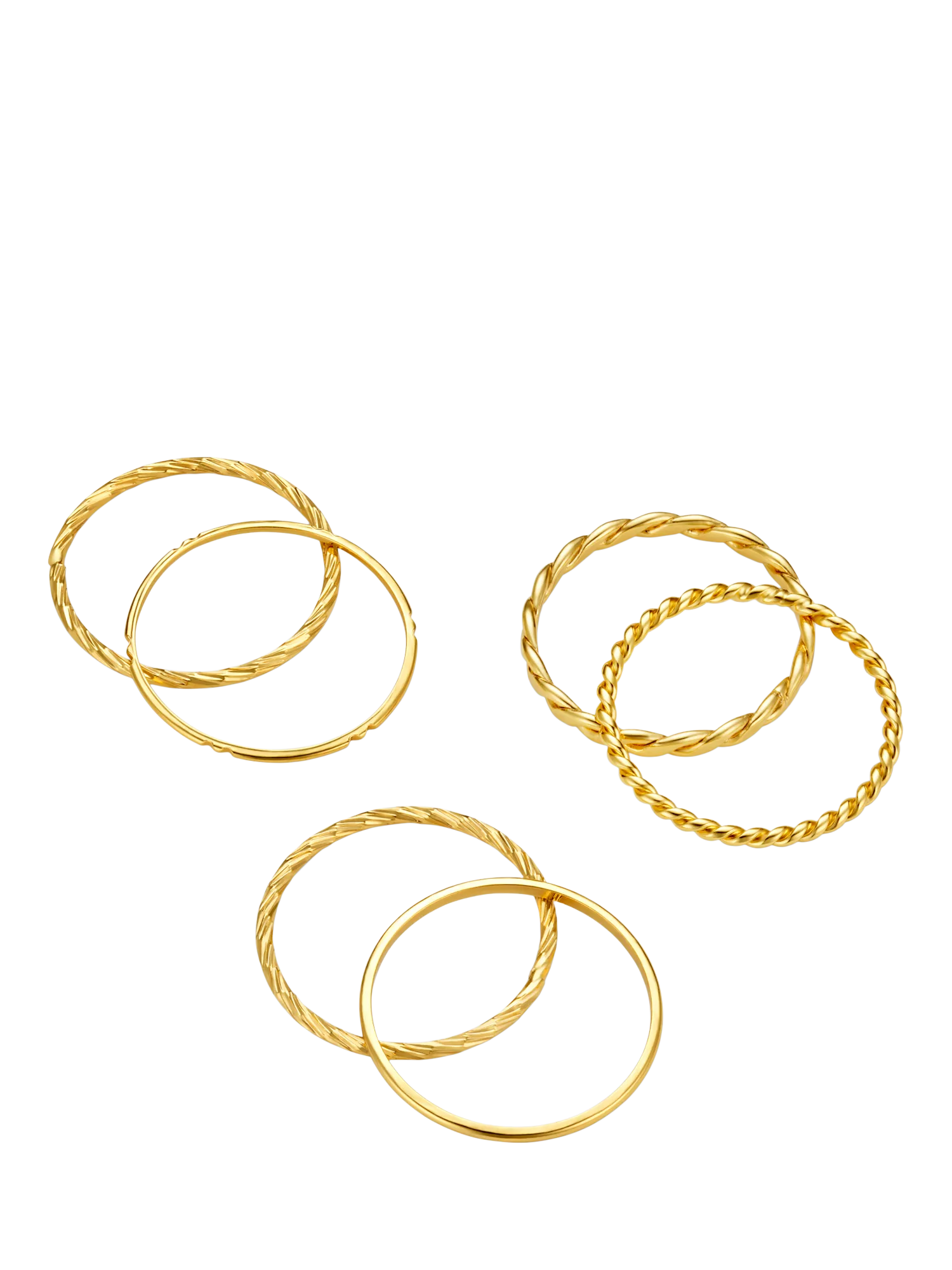 Orelia 6-piece stack ring set in pale gold, UK version