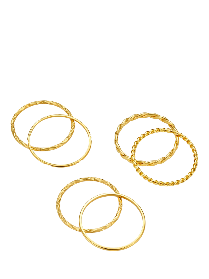 Orelia 6-piece stack ring set in pale gold, UK version