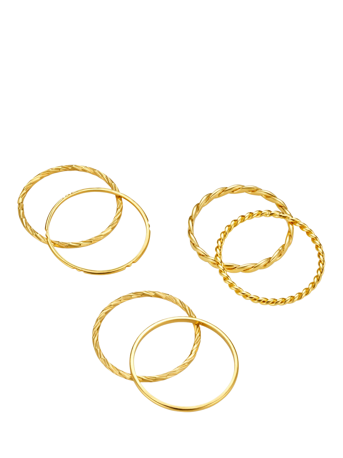 Orelia 6-piece stack ring set in pale gold, UK version