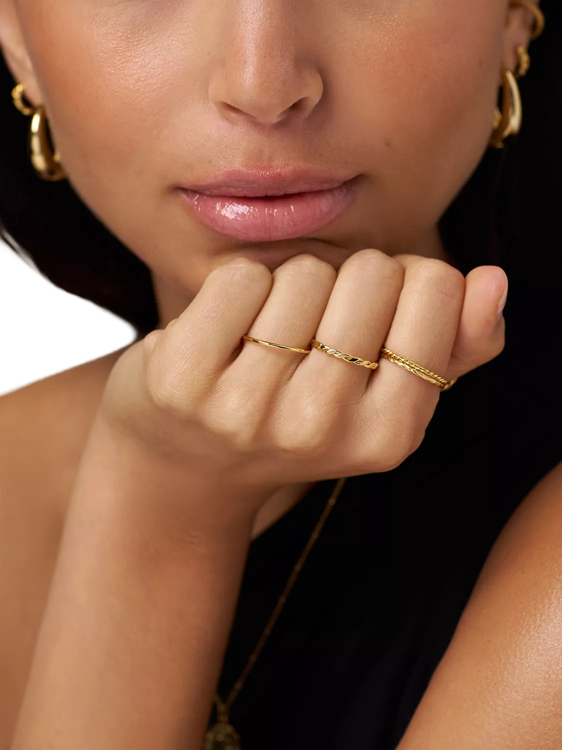 Orelia 6-piece stack ring set in pale gold, UK version