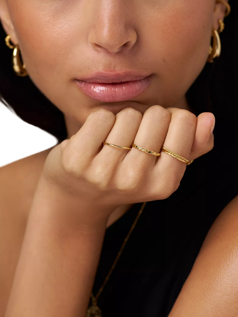 Orelia 6-piece stack ring set in pale gold, UK version