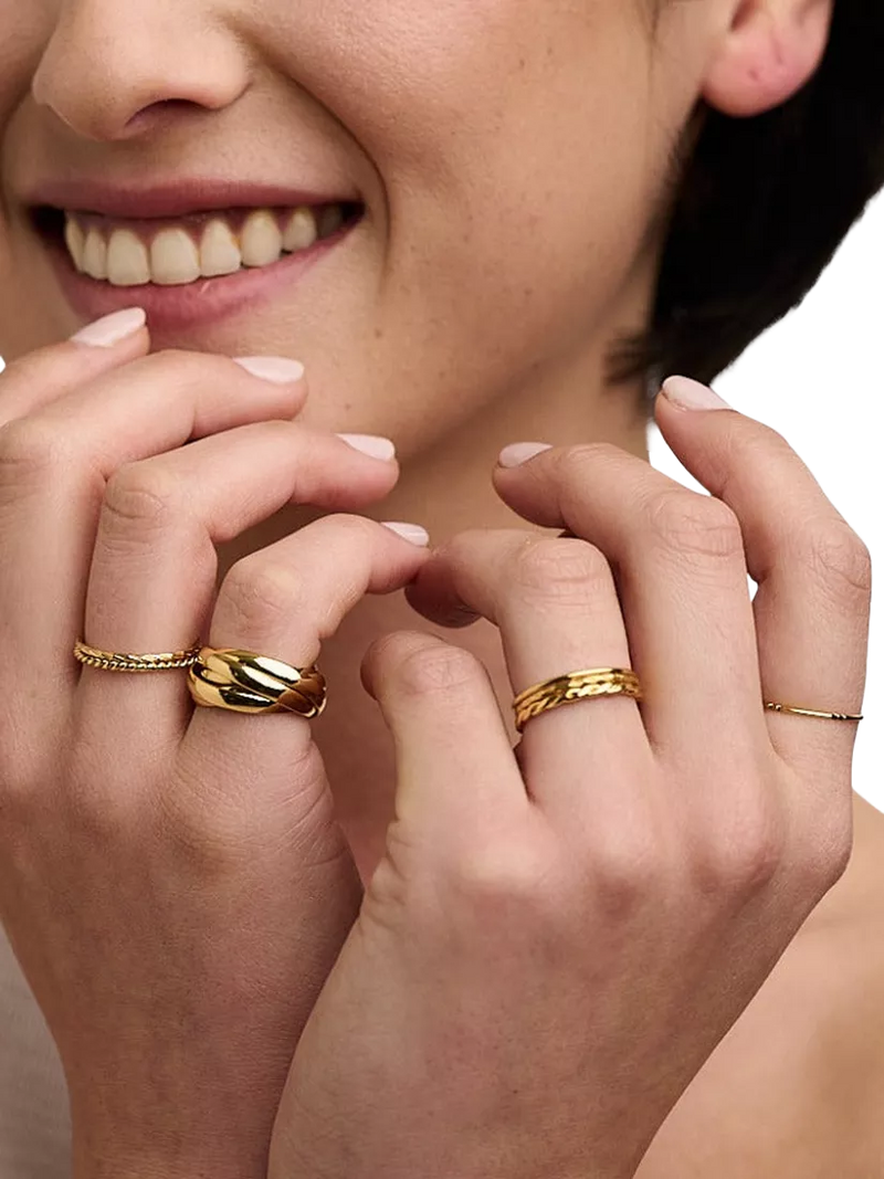 Orelia 6-piece stack ring set in pale gold, UK version