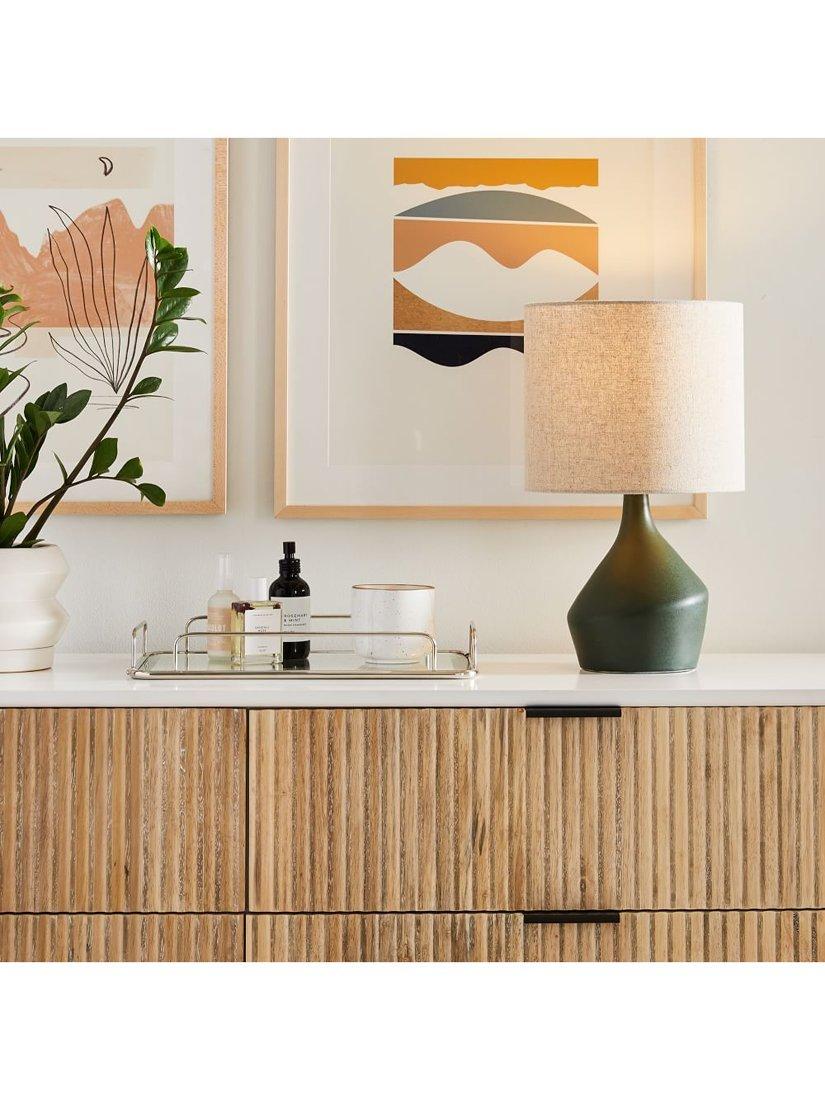 West Elm Asymmetry ceramic table lamp green jade (British brand)