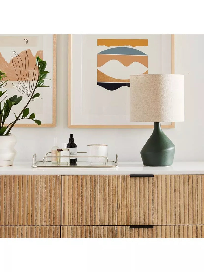 West Elm Asymmetry ceramic table lamp green jade (British brand)