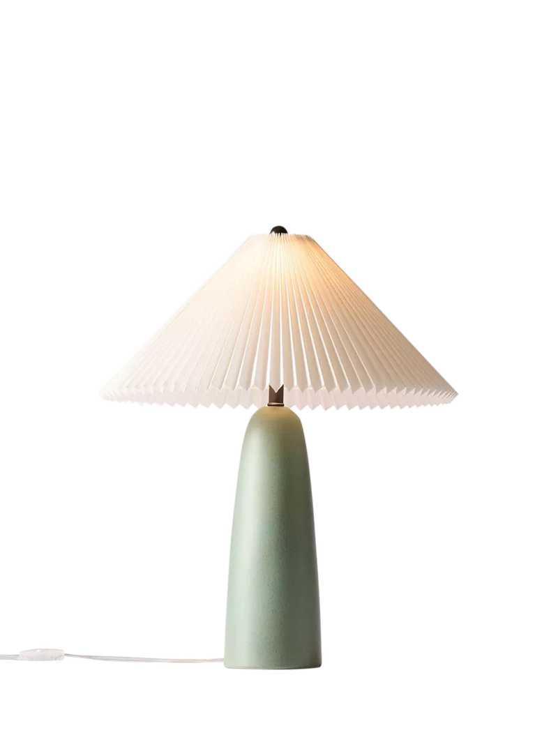 West Elm Louis Pleated Shade Table Lamp mid green, imported from the UK