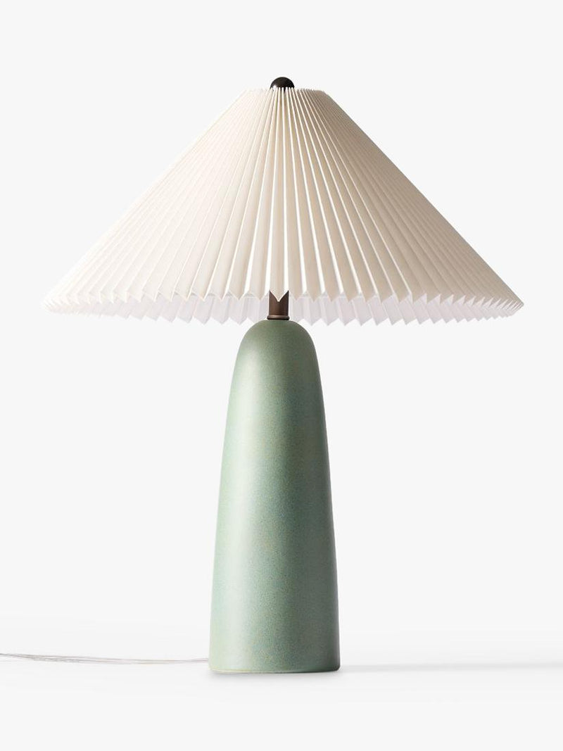 West Elm Louis Pleated Shade Table Lamp mid green, imported from the UK