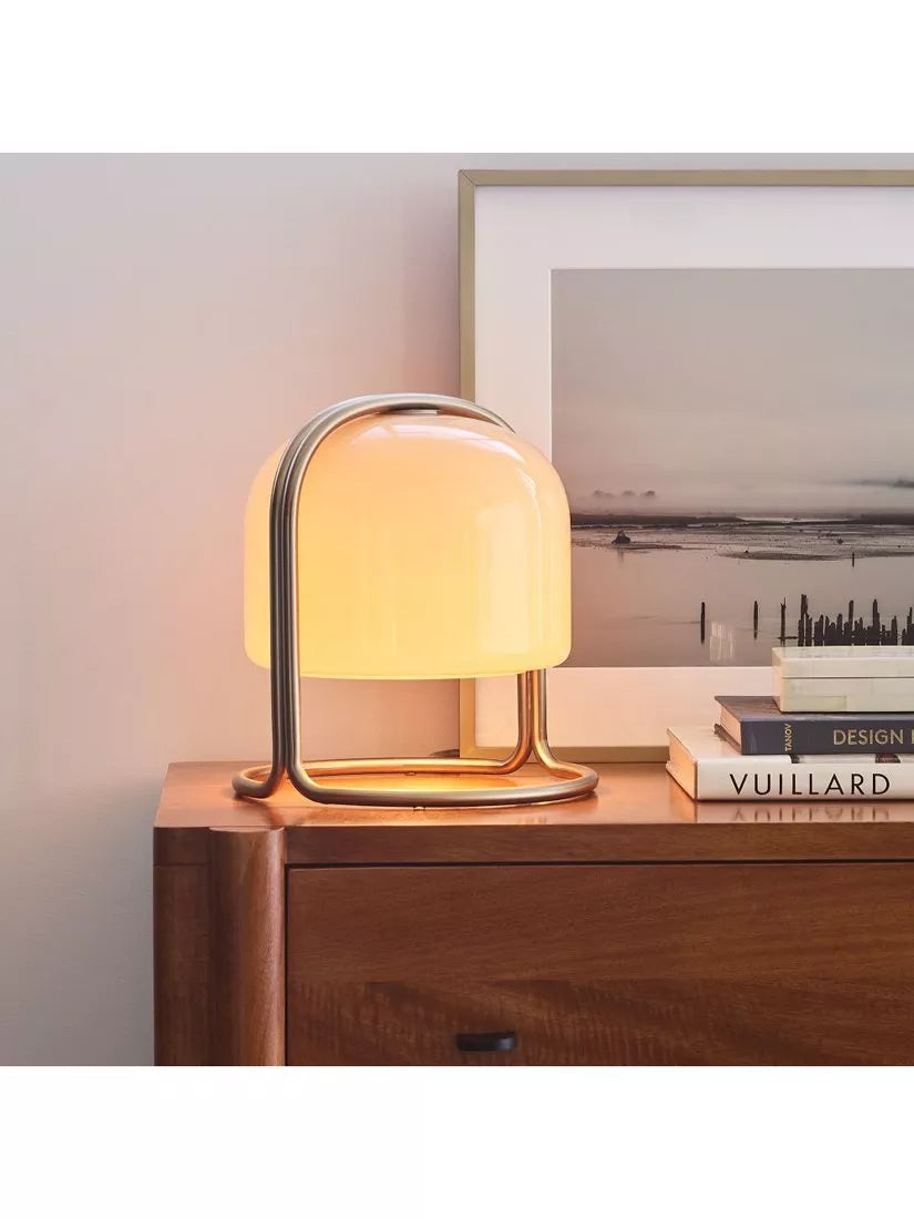 West Elm Remy domed glass table lamp beige (British brand)