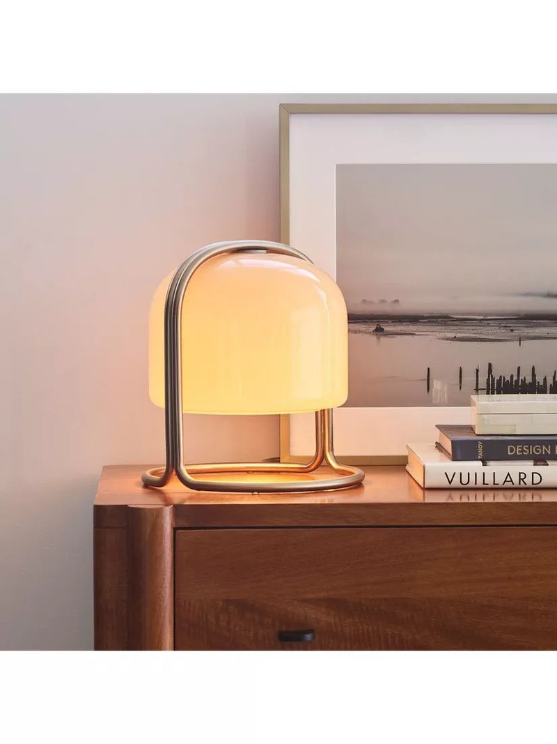 West Elm Remy domed glass table lamp beige (British brand)