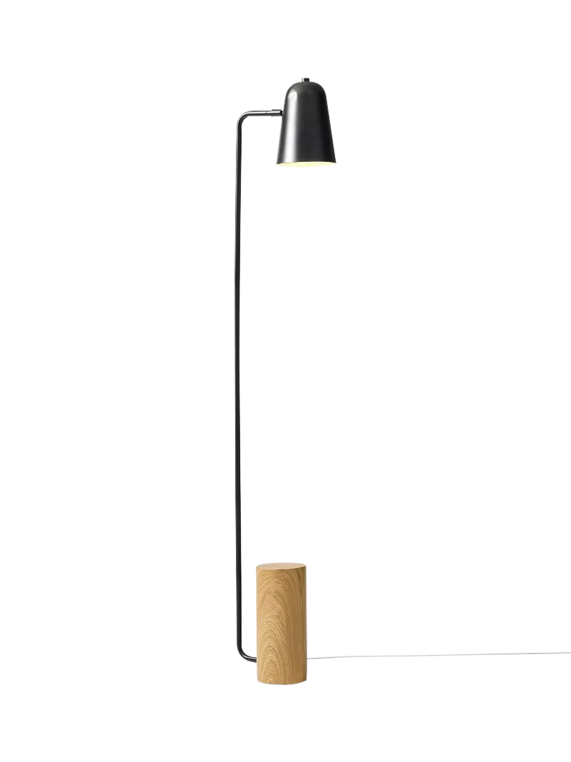 West Elm Liam wood base floor lamp black, UK version