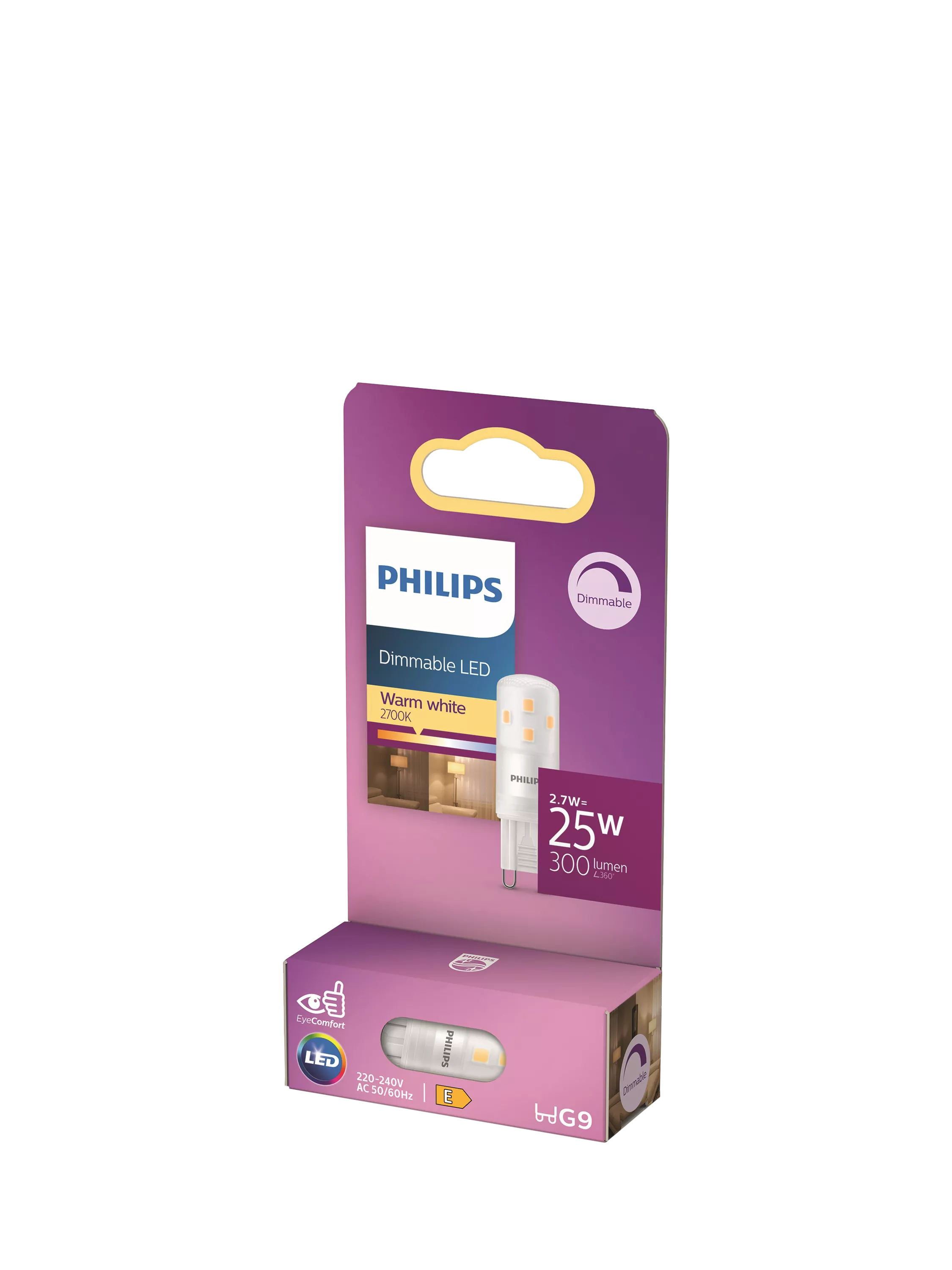 Philips G9 LED capsule bulb 2.7W clear (British brand)
