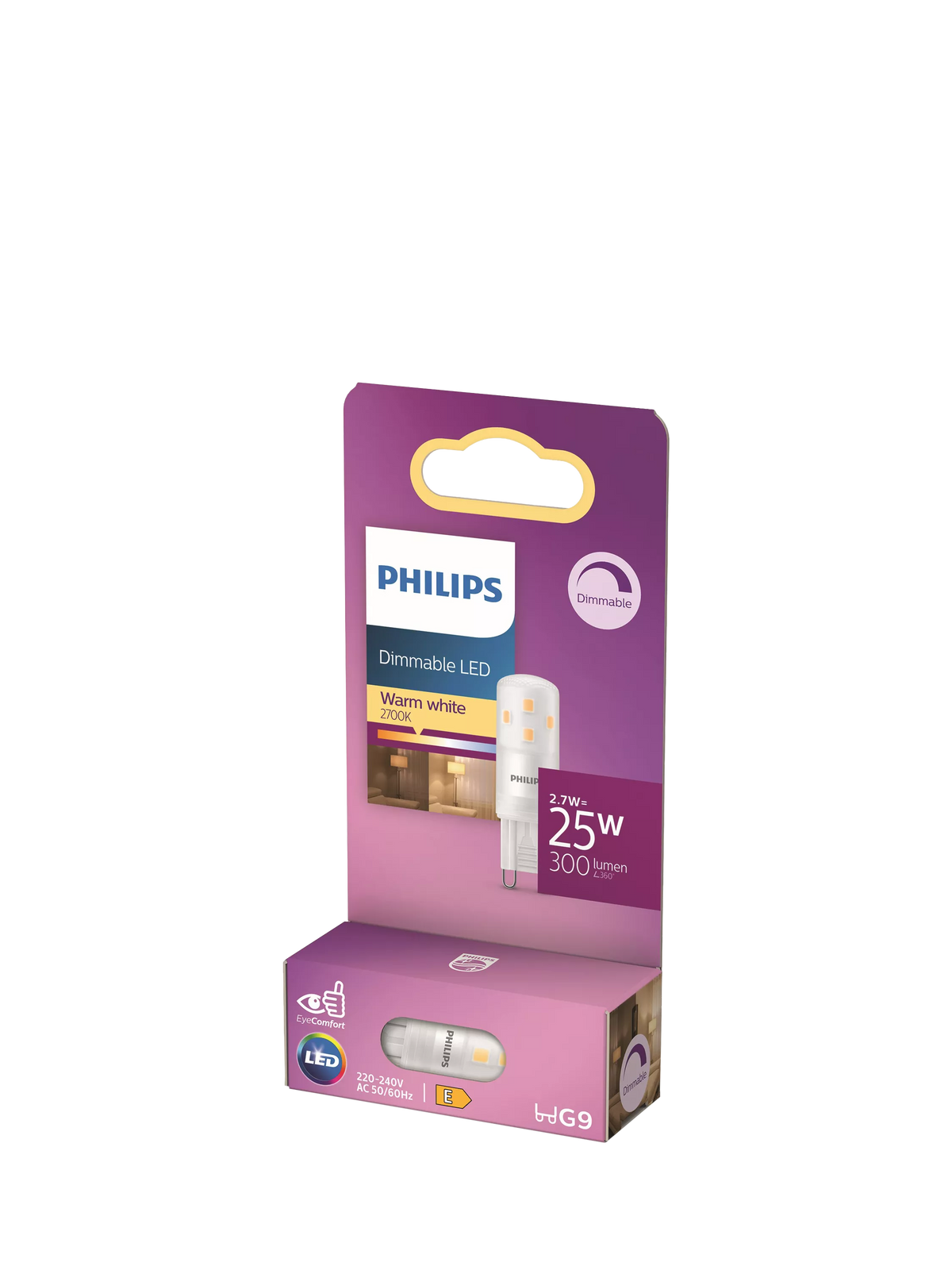 Philips G9 LED capsule bulb 2.7W clear (British brand)