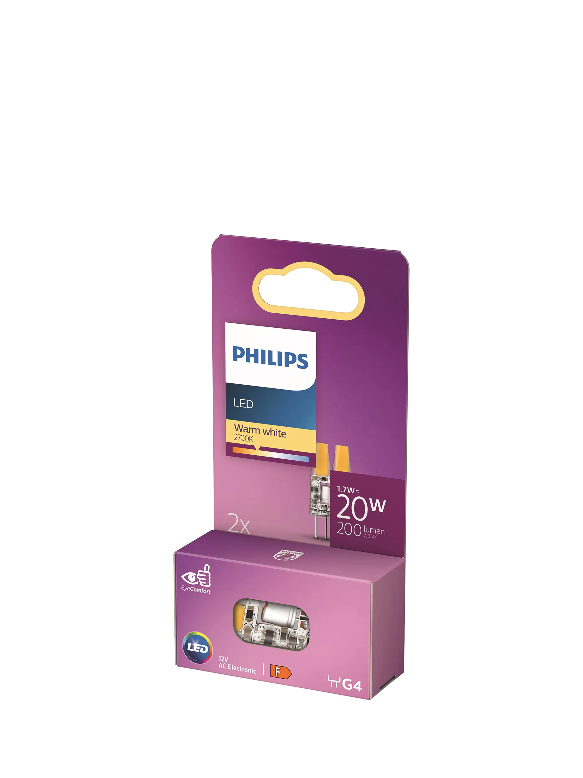 Philips G4 LED warm white bulb pack of 2 (British brand)