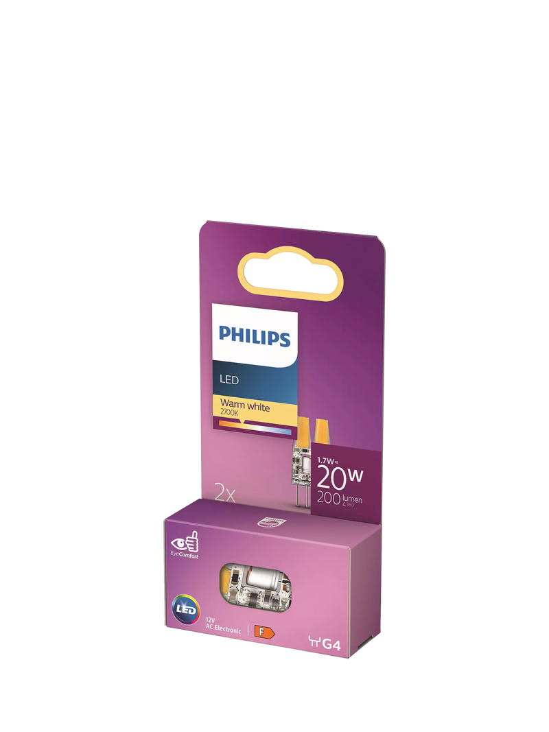 Philips G4 LED warm white bulb pack of 2 (British brand)