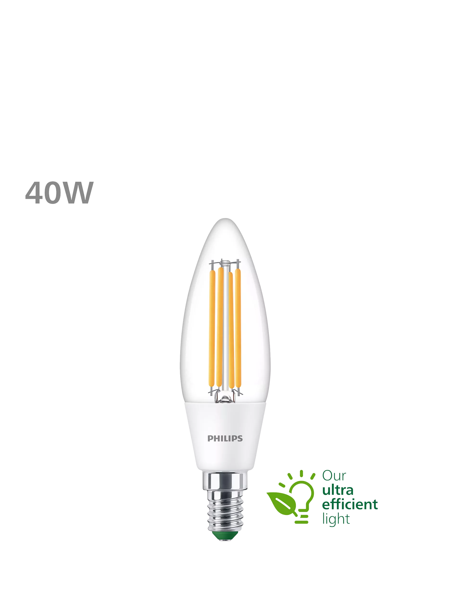 Philips LED bulb 2.3W E14 warm white pack of 2, UK version
